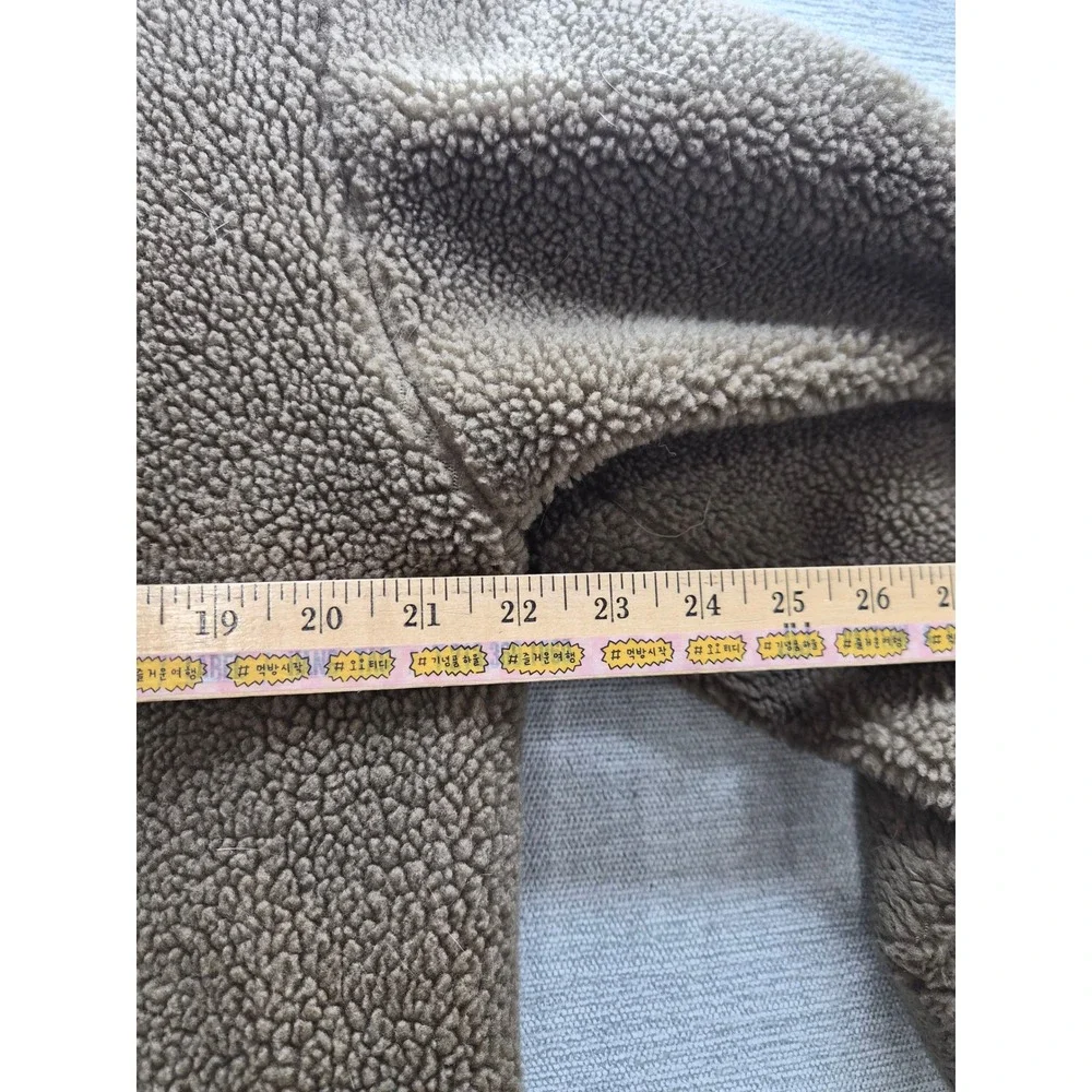 Vintage Sherpa Fleece Jacket Womens Brown Streetwear Casual Winter Button Front